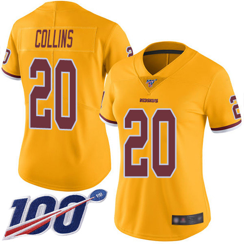 Washington Redskins Limited Gold Women Landon Collins Jersey NFL Football #20 100th Season Rush->women nfl jersey->Women Jersey